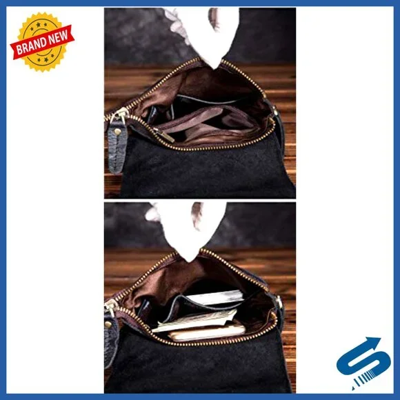 Genuine Leather Messenger Bag Convertible Waist Pack Adjustable Strap Multi-Wear
